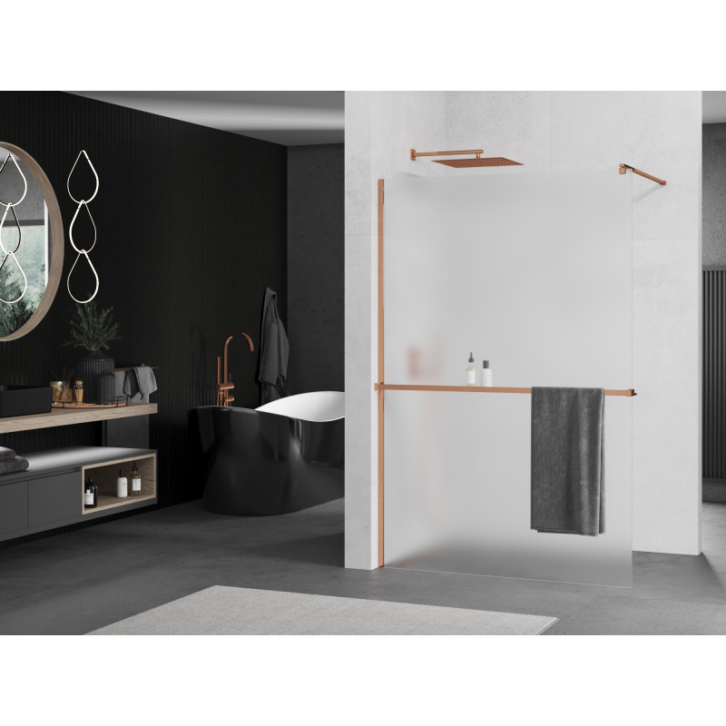 Mexen Kioto+ dušo pertvara su lentyna Walk-in 90 x 200 cm, matinė, rausvo aukso - 800-090-121-60-30