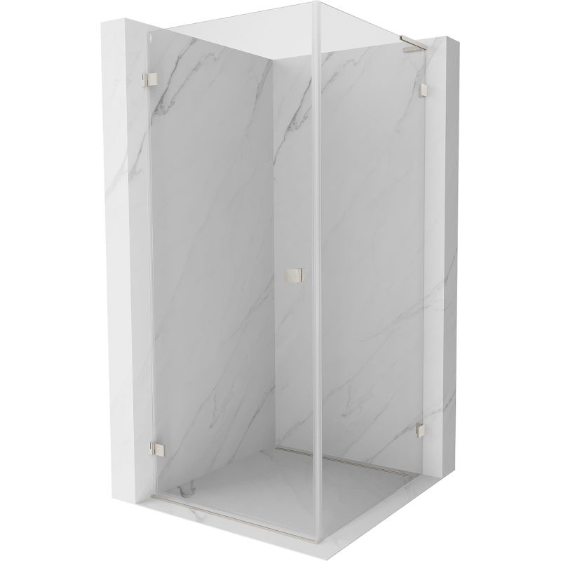 Mexen Lunar-B L kairas dušo kabina - atidaroma kairė 90 x 90 cm, permatoma, šlifuotas nikelis- 832L-090-090-97-00-L