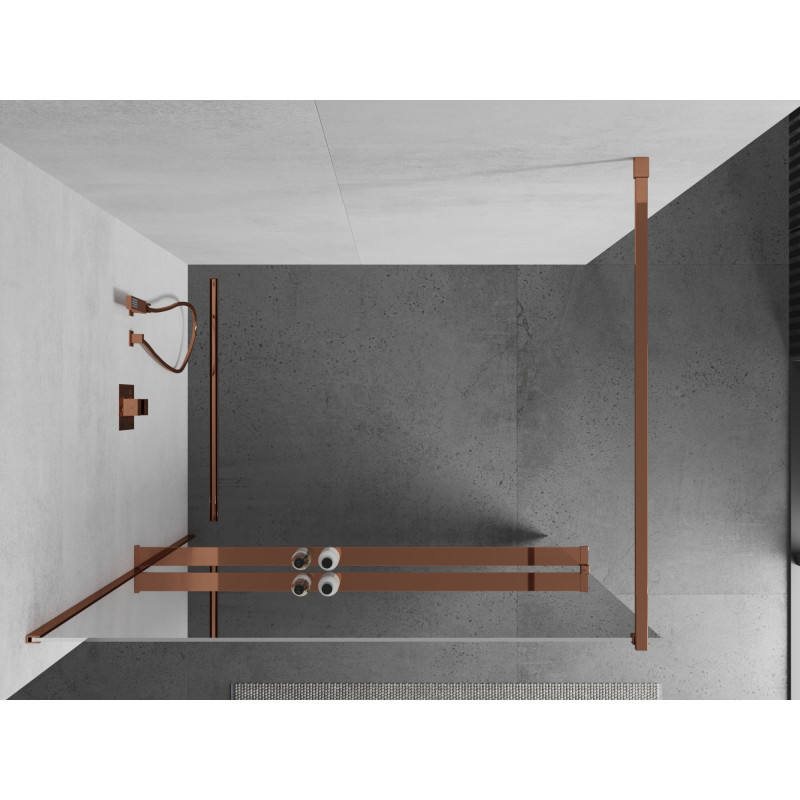 Mexen Kioto+ dušo siena su lentyna Walk-in 80 x 200 cm, veidrodis, rožinis auksas - 800-080-121-60-50