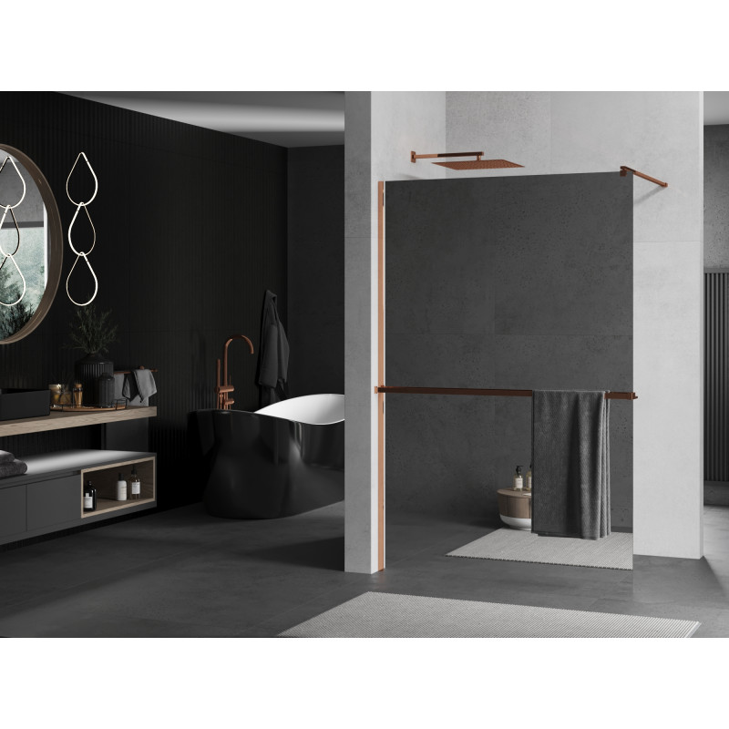 Mexen Kioto+ dušo pertvara su lentyna Walk-in 100 x 200 cm, veidrodis, rožinio aukso - 800-100-121-60-50
