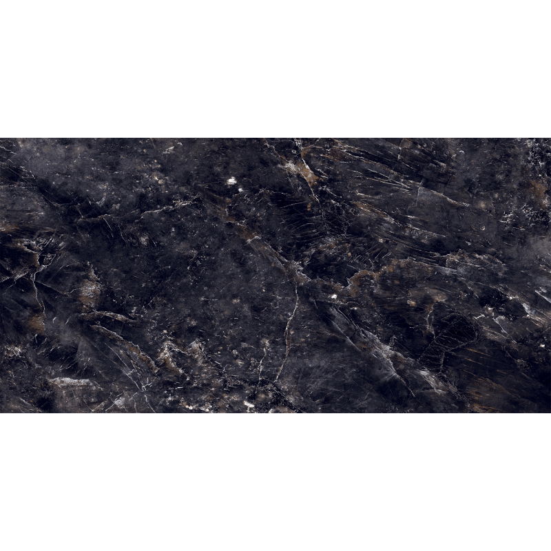 Mexen Rokocha Juodas glazūruotas rektifikuotas G1, grindinė- sieninė plytelė 120 x 60 cm, aukšto blizgesio - TL205-120-060-01