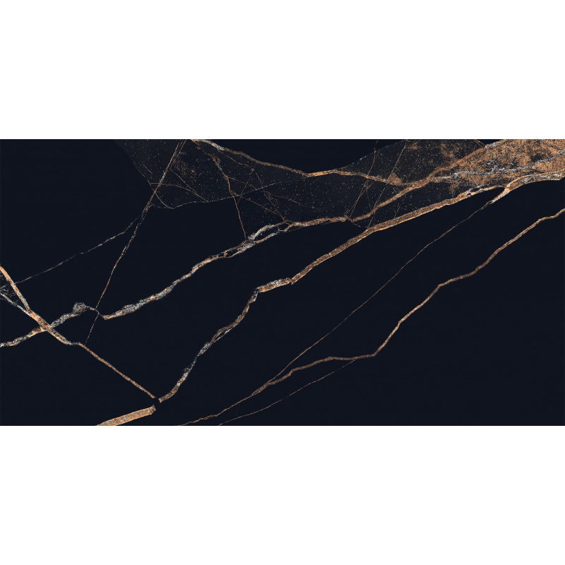 Mexen Fossil Black poliruotas rekt. G1, grindų ir sienų plytelė 120 x 60 cm, aukštas blizgesys - TL213-120-060-00