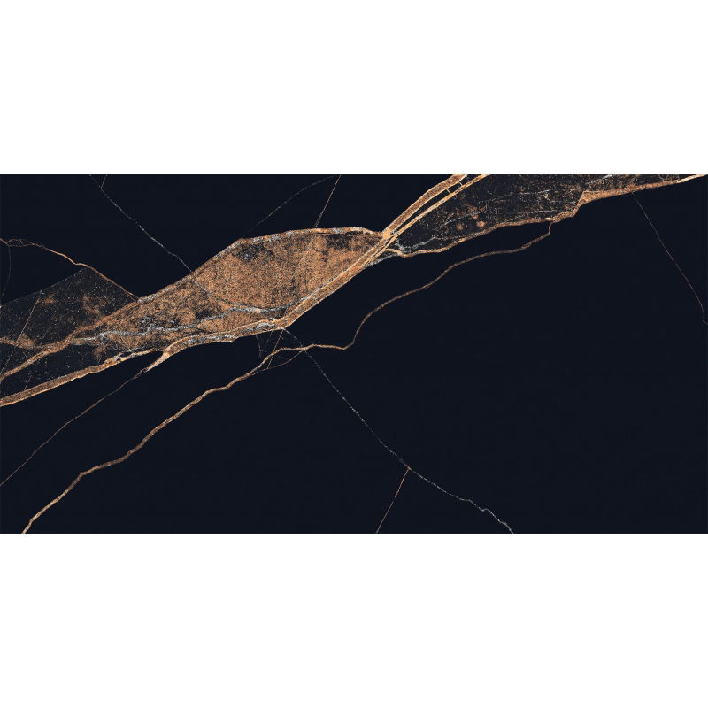 Mexen Fossil Black poliruotas rekt. G1, grindų ir sienų plytelė 120 x 60 cm, aukštas blizgesys - TL213-120-060-00