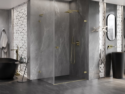 Mexen Lunar-B L dešinysis dušo kabina 100 x 80 cm, skaidri, auksinė šlifuota - 832L-100-080-55-00-P