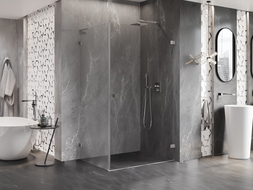 Mexen Lunar-B L dešinė atveriama dušo kabina 90 x 70 cm, skaidri, šlifuotas nikelis - 832L-090-070-97-00-P