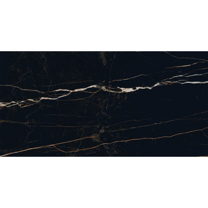 Mexen Flamingo Juodas blizgus rektifikuotas gres G1, grindų ir sienų plytelė 120 x 60 cm, aukštas blizgesys