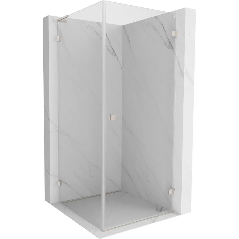 Mexen Lunar-B L dušo kabina su dešiniais varstomais durimis 80 x 80 cm, permatoma, šlifuotas nikelis - 832L-080-080-97-00-P
