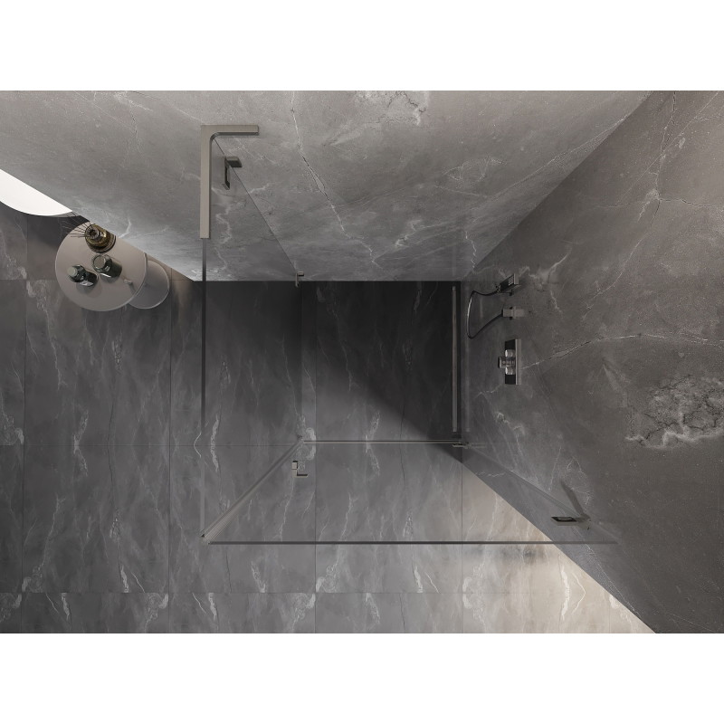 Mexen Lunar-B L 90 x 90 cm dešinė atveriama dušo kabina, permatoma, šlifuotas nikelis - 832L-090-090-97-00-P