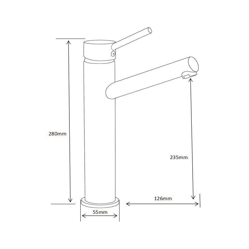 Mexen Eri aukštas maišytuvas kriauklei, juodas - 74210-70