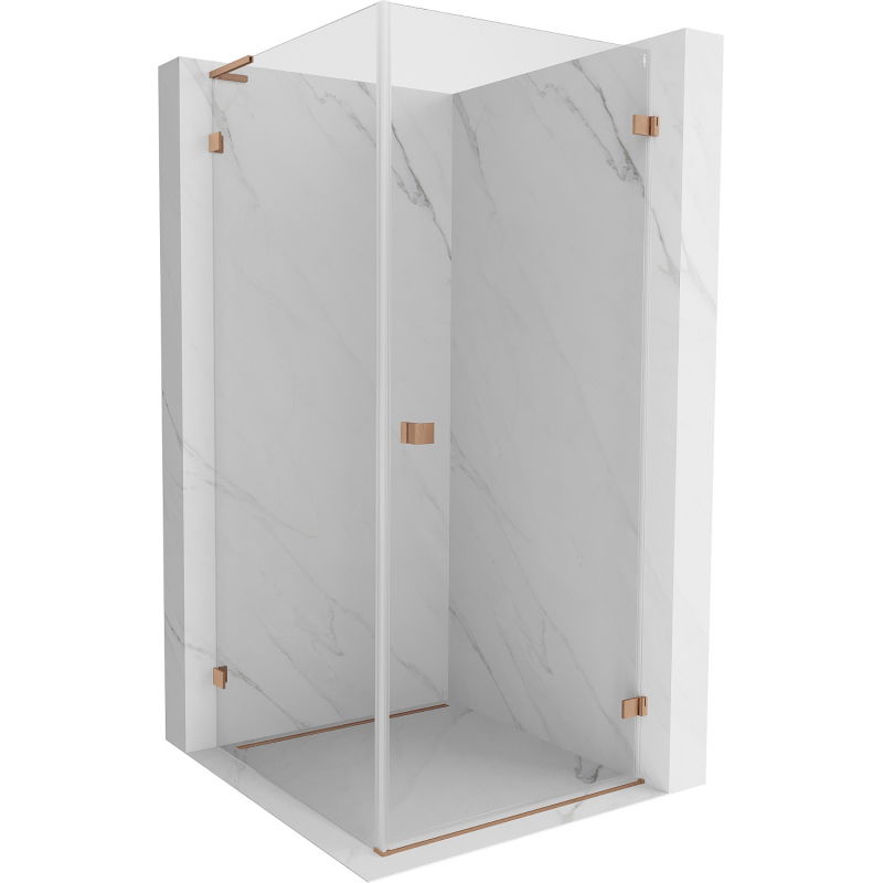 Mexen Lunar-B L dešinė pusių atverčiama dušo kabina 70 x 70 cm, skaidri, šlifuotas varis - 832L-070-070-65-00-P
