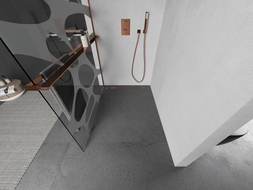 Mexen Kioto+ dušo siena su lentyna Walk-in 120 x 200 cm, balta banga, rožinis auksas - 800-120-121-60-97