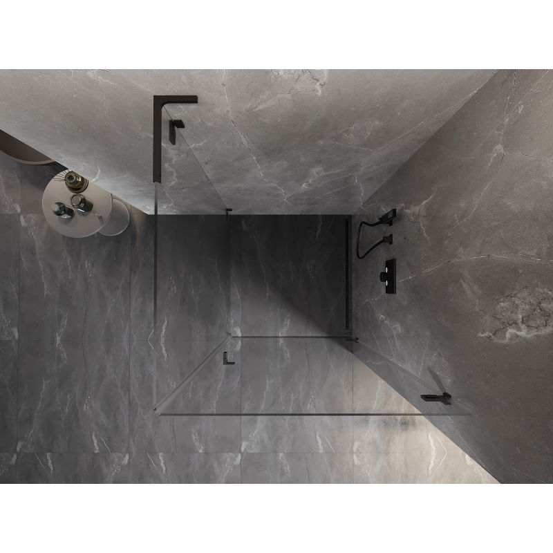 Mexen Lunar-B L atidaromoji dušo kabina dešinė 100 x 100 cm, skaidri, juoda - 832L-100-100-70-00-P