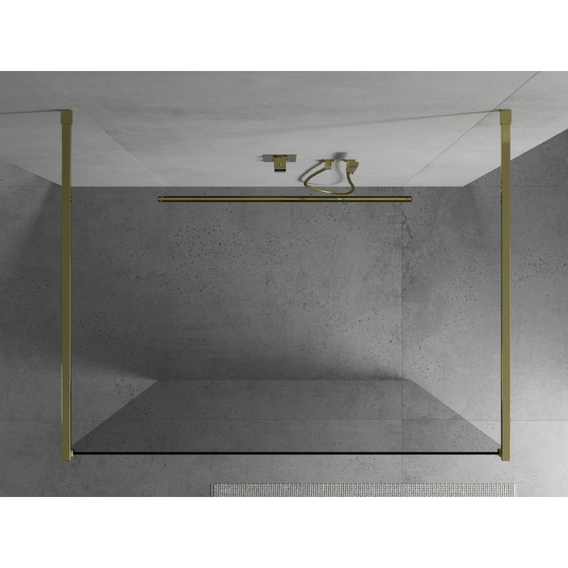 Mexen Kioto laisvai stovinti dušo pertvara 140 x 200 cm, permatoma 8 mm, auksinė - 800-140-002-50-00