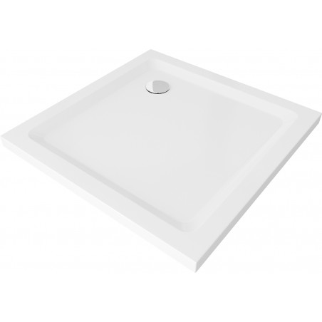 Mexen Flat kvadratinė dušo padėklas slim 70 x 70 cm, baltas, chrom sifonas - 40107070