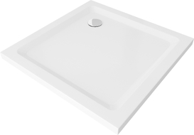 Mexen Flat kvadratinė dušo padėklas slim 70 x 70 cm, baltas, chrom sifonas - 40107070