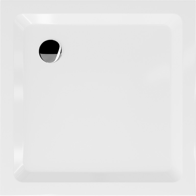Mexen Flat kvadratinė dušo padėklas slim 70 x 70 cm, baltas, chrom sifonas - 40107070
