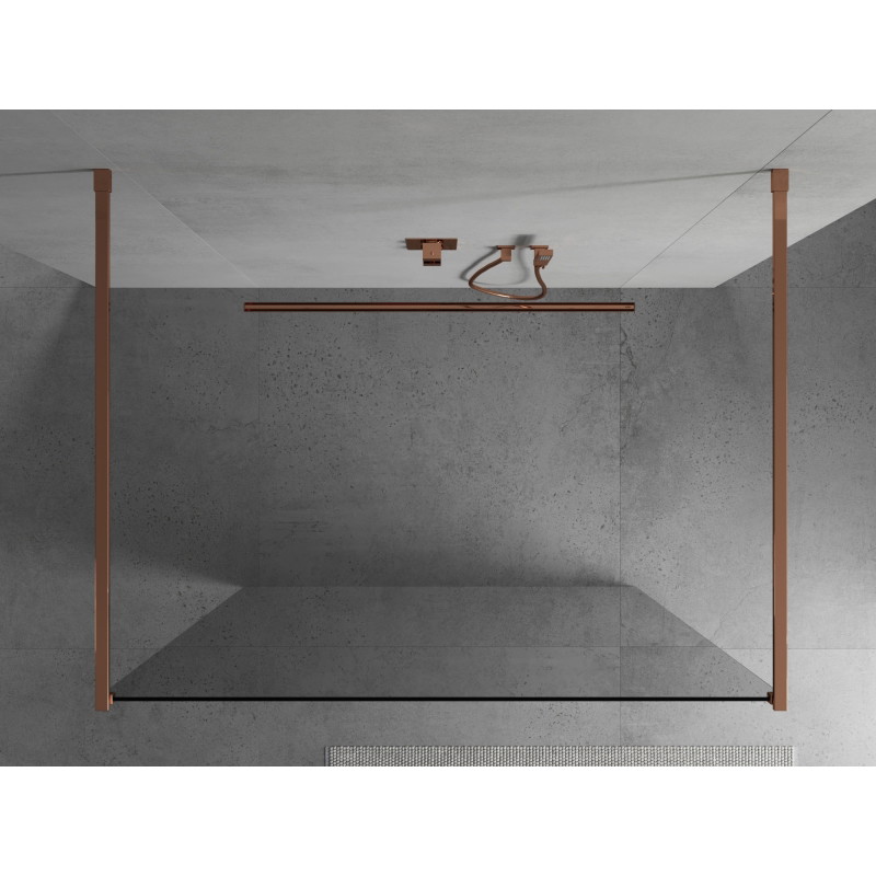 Mexen Kioto laikomas dušo sienelė 130 x 200 cm, skaidrus 8 mm, rožinis auksas - 800-130-002-60-00