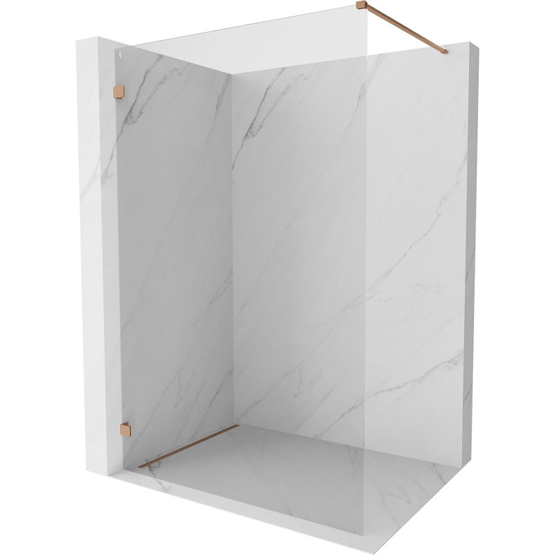 Mexen Lunar dušo sienelė Walk-in kairė 130 x 200 cm, skaidrus 8 mm, šepečiu valyta varis - 830-130-000-65-00-L