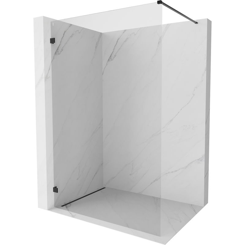 Mexen Lunar dušo pertvara Walk-in kairė 80 x 200 cm, permatoma 8 mm, juoda - 830-080-000-70-00-L