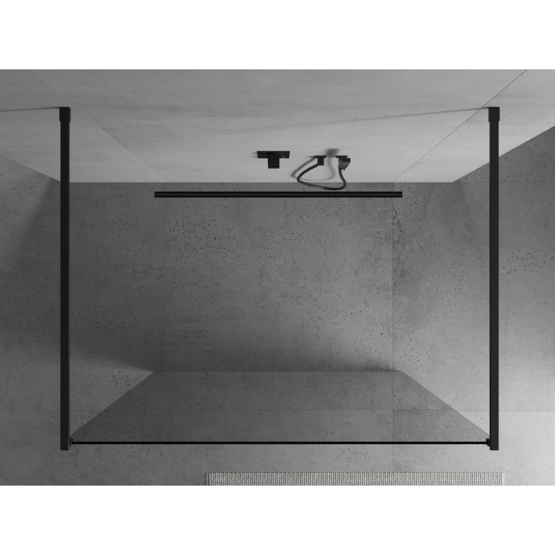 Mexen Kioto laisvai stovinti dušo sienelė 140 x 200 cm, skaidri 8 mm, juoda - 800-140-002-70-00
