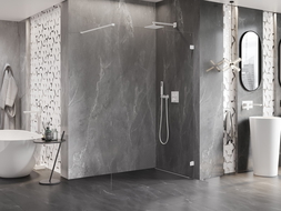 Mexen Lunar dušo sienelė Walk-in dešinė 140 x 200 cm, skaidri 8 mm, balta - 830-140-000-20-00-P