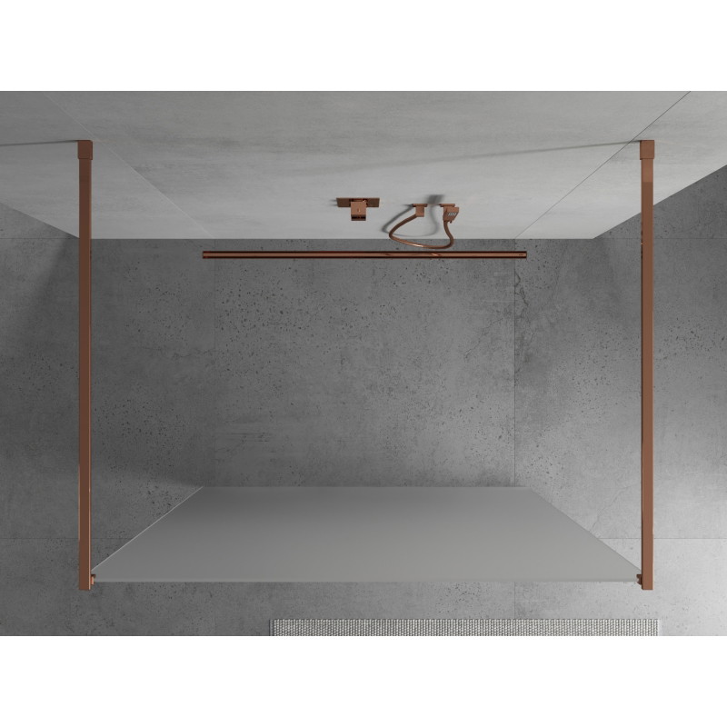 Mexen Kioto laisvai pastatoma dušo sienelė 110 x 200 cm, matinė 8 mm, rožinis auksas - 800-110-002-60-30