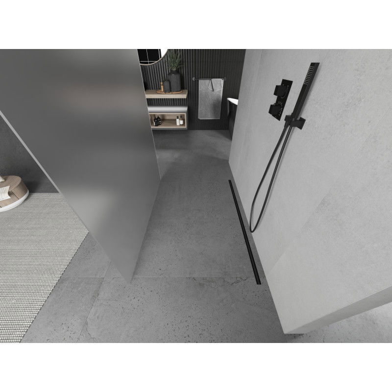 Mexen Kioto savarankiška dušo sienelė 100 x 200 cm, matinė 8 mm, juoda - 800-100-002-70-30