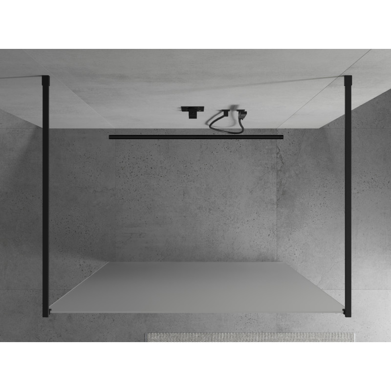 Mexen Kioto laisvai stovinti dušo sienelė 100 x 200 cm, Šerkšnas 8 mm, juoda - 800-100-002-70-30