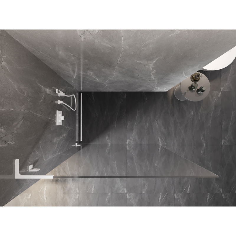 Mexen Lunar L dušo sienelė Walk-in kairė 60 x 200 cm, skaidri 8 mm, balta - 830L-060-000-20-00-L