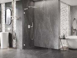 Mexen Lunar L dušo sienelė Walk-in kairė 100 x 200 cm, skaidri 8 mm, balta - 830L-100-000-20-00-L