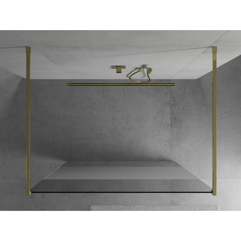 Mexen Kioto laisvai stovinti dušo pertvara 120 x 200 cm, skaidrus/matinis 8 mm, aukso spalvos - 800-120-002-50-35