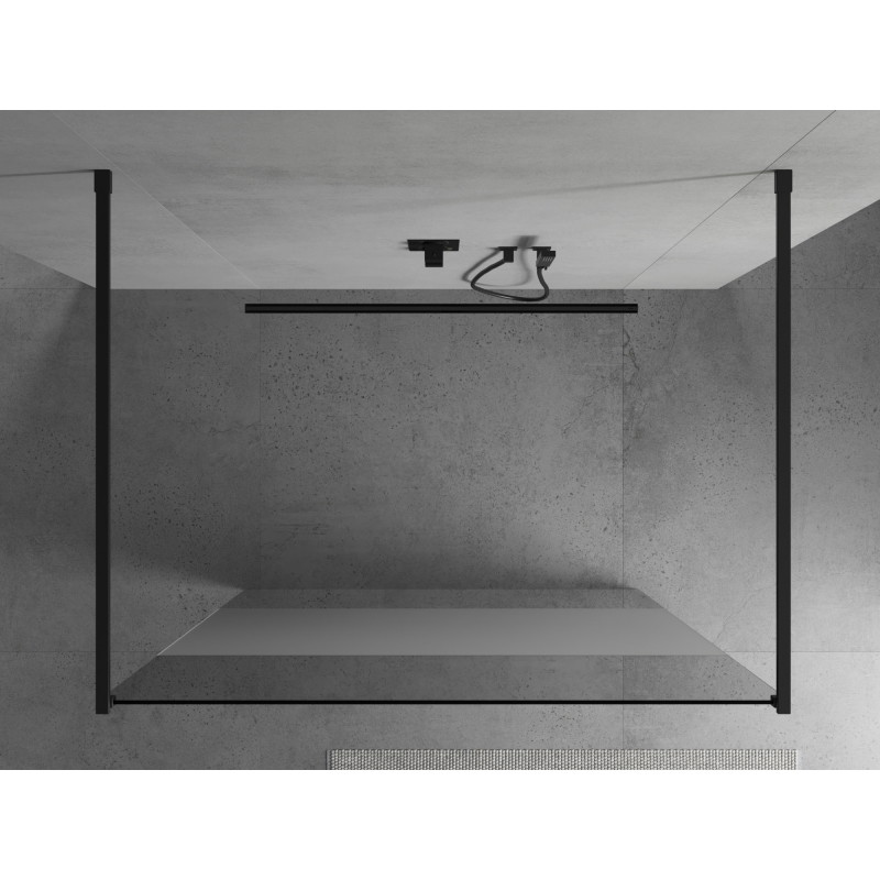 Mexen Kioto laisvai stovinti dušo siena 120 x 200 cm, skaidrus/matinis 8 mm, juoda - 800-120-002-70-35