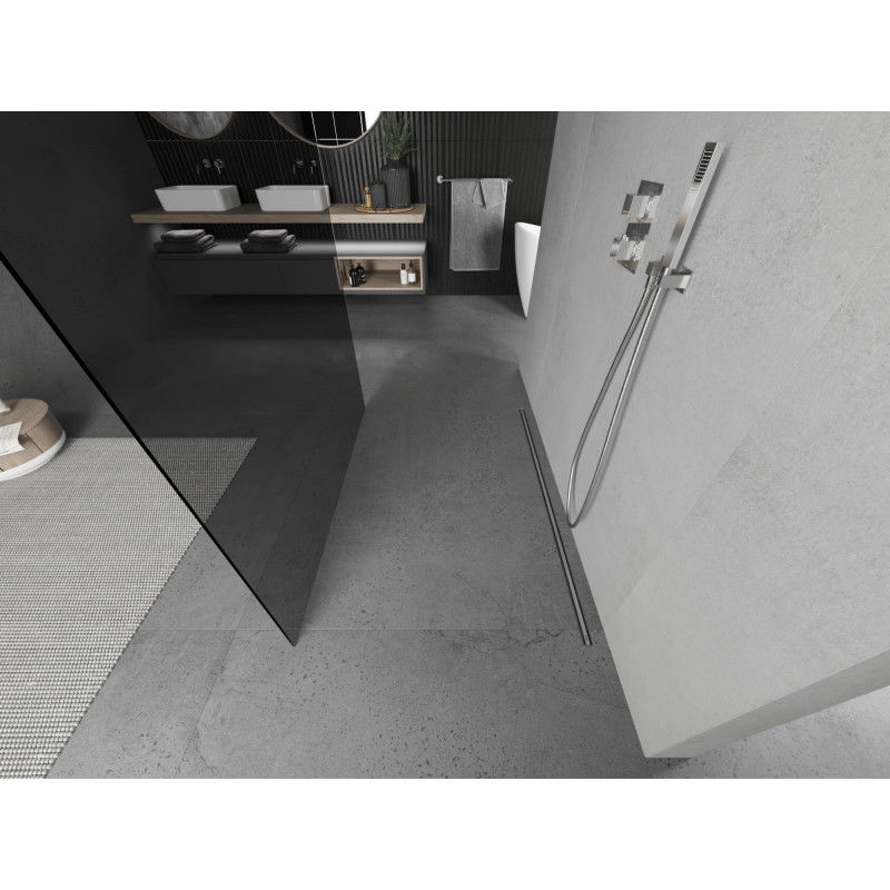 Mexen Kioto laisvai stovinti dušo siena 100 x 200 cm, grafitas 8 mm, chromas - 800-100-002-01-40