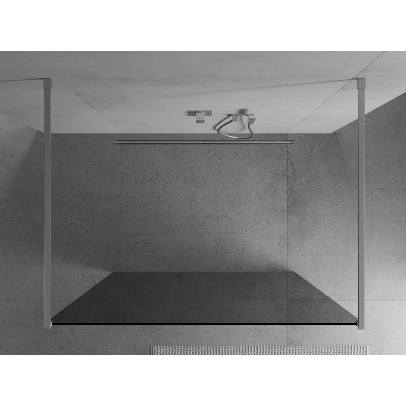 Mexen Kioto laisvai kabinama dušo sienelė 110 x 200 cm, grafitas 8 mm, chromas - 800-110-002-01-40