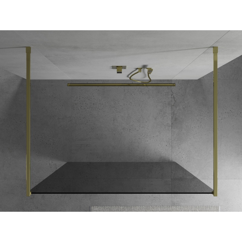 Mexen Kioto laisvai stovinti dušo sienelė 110 x 200 cm, grafito 8 mm, auksinė - 800-110-002-50-40