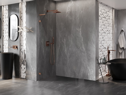 Mexen Lunar L dušo sienelė Walk-in kairė 100 x 200 cm, skaidri 8 mm, rožinis auksas - 830L-100-000-60-00-L