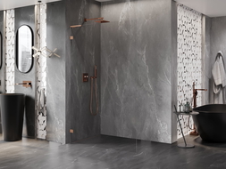 Mexen Lunar L dušo sienelė Walk-in kairė 80 x 200 cm, skaidrus 8 mm, šepečiu valyta varis - 830L-080-000-65-00-L