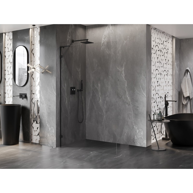 Mexen Lunar L Dušo sienelė Walk-in kairė 80 x 200 cm, permatoma 8 mm, juoda - 830L-080-000-70-00-L