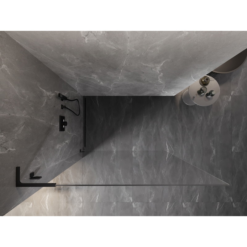 Mexen Lunar L Dušo sienelė Walk-in kairė 80 x 200 cm, permatoma 8 mm, juoda - 830L-080-000-70-00-L