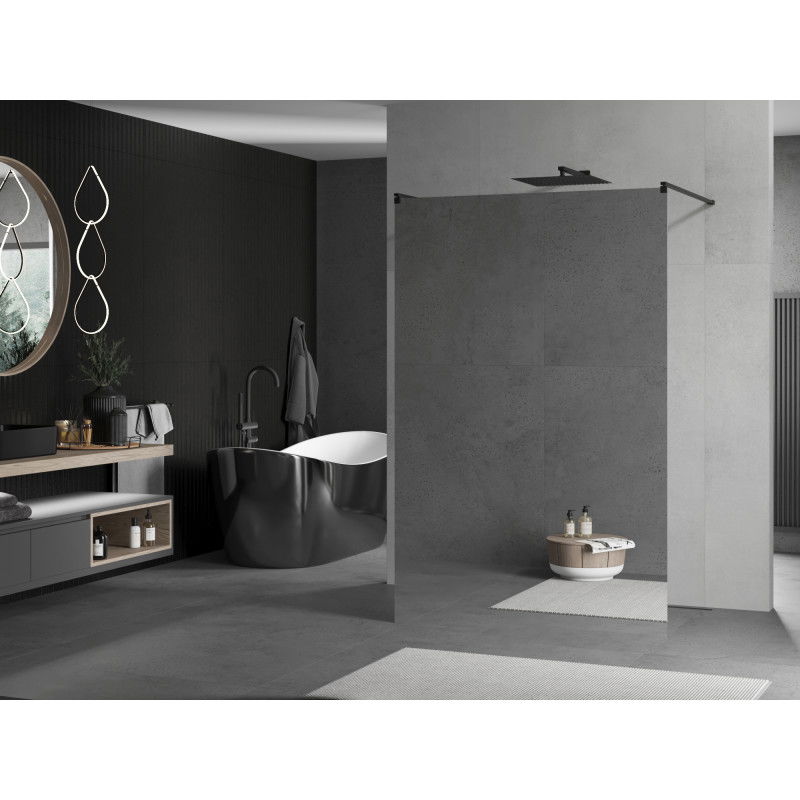 Mexen Kioto laisvai stovinti dušo sienelė 100 x 200 cm, veidrodis 8 mm, juoda - 800-100-002-70-50