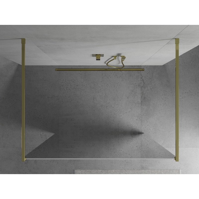 Mexen Kioto laisvai stovinti dušo sienelė 110 x 200 cm, veidrodis 8 mm, auksinė - 800-110-002-50-50