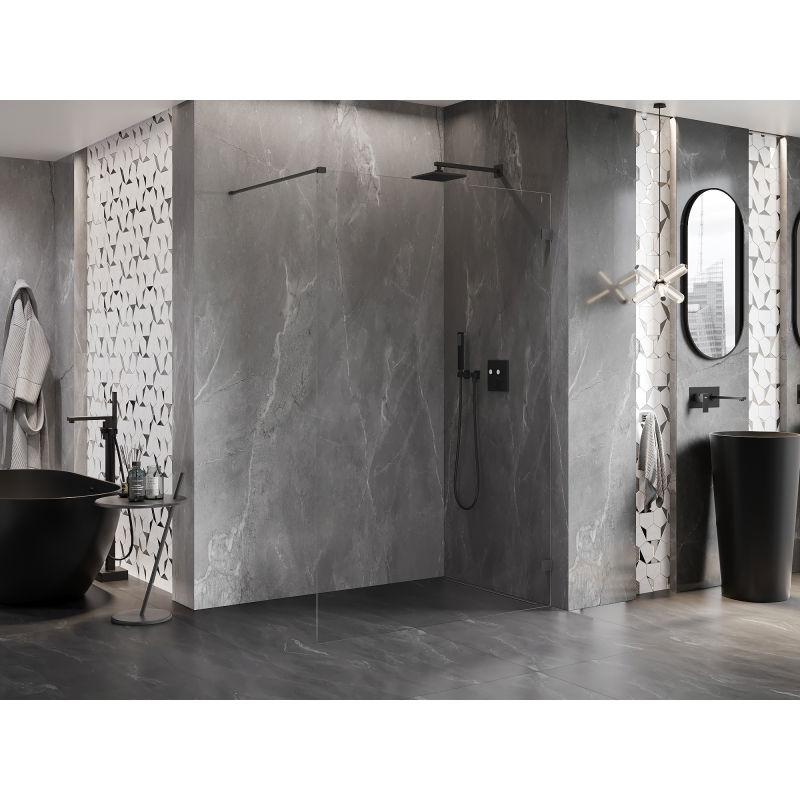 Mexen Lunar dušo sienelė Walk-in dešinė 140 x 200 cm, skaidri 8 mm, gun metal - 830-140-000-95-00-P