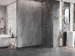 Mexen Lunar dušo sienelė Walk-in dešinė 140 x 200 cm, skaidri 8 mm, šlifuotas nikelis - 830-140-000-97-00-P
