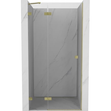 Mexen Lunar atveriamos kairiosios dušo durys, 110 cm, skaidrios, auksinės matinės - 834-110-000-55-00-L