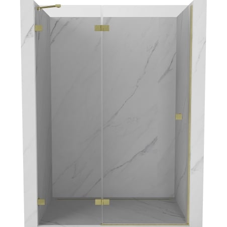 Mexen Lunar kairios pusės dušo durys 130 cm, permatomos, auksinės šlifuotos - 834-130-000-55-00-L