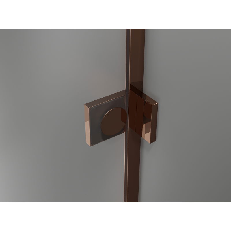 Mexen Lunar kairiųjų lankstų dušo durys 75 cm, permatomas, rožinis auksas - 834-075-000-60-00-L