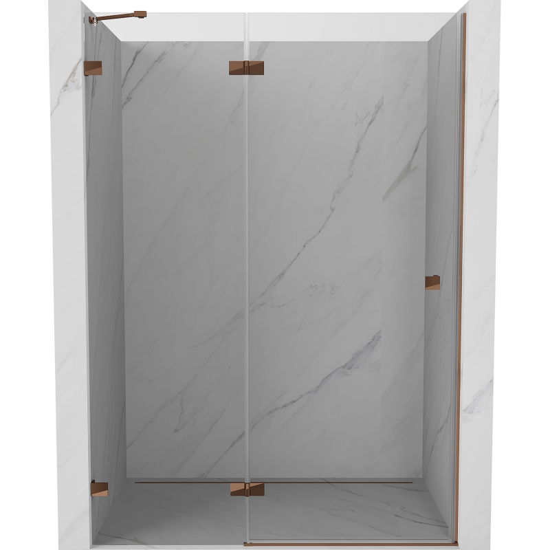 Mexen Lunar dušo durys, atidaromos į kairę 135 cm, permatomos, rausvas auksas - 834-135-000-60-00-L