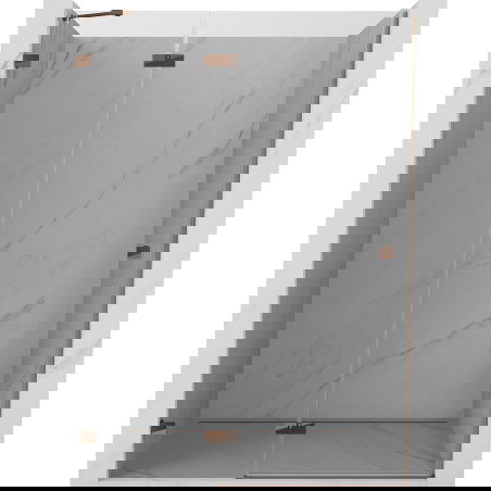 Mexen Lunar kairiosios pusės atidaromos dušo durys 140 cm, skaidrios, rožinis auksas - 834-140-000-60-00-L