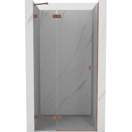 Mexen Lunar kairinės atveriamos dušo durys 90 cm, skaidrios, šlifuotas varis - 834-090-000-65-00-L