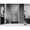 Mexen Lunar kairiųjų vyrių dušo durys 120 cm, skaidrios, šlifuotas varis - 834-120-000-65-00-L
